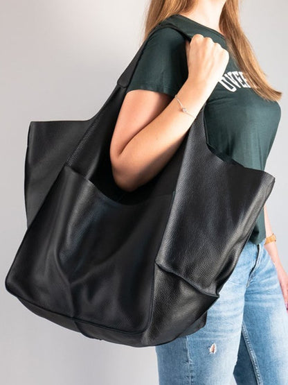 Soft Leather One-Shoulder Tote Bag – Large Capacity, Stylish and Practical