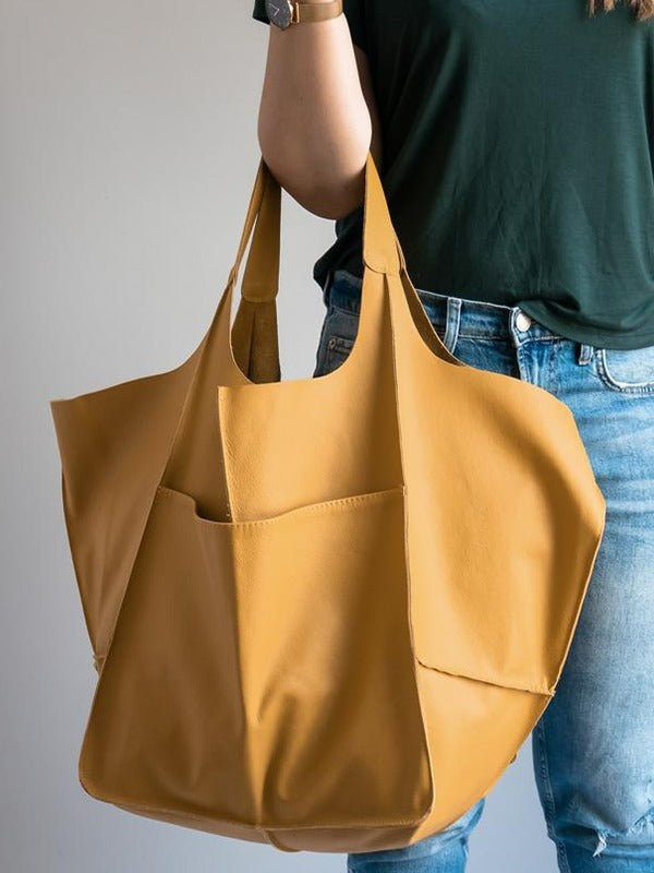 Soft Leather One-Shoulder Tote Bag – Large Capacity, Stylish and Practical