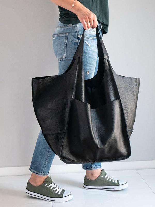 Soft Leather One-Shoulder Tote Bag – Large Capacity, Stylish and Practical