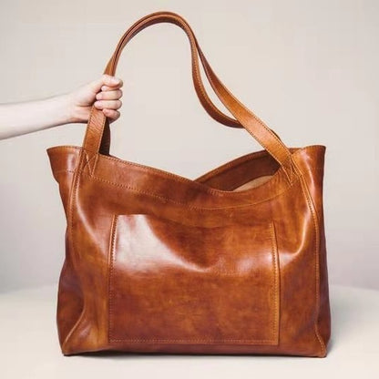 Soft Leather One-Shoulder Tote Bag – Large Capacity, Stylish and Practical