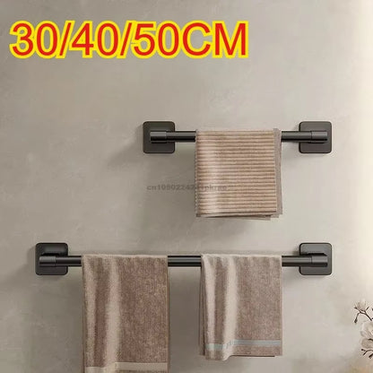 6-Piece Self-Adhesive Bathroom Towel Rack and Hooks Set - No Drilling Required