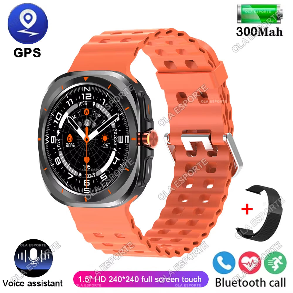 New Galaxy Watch 7 Ultra Smart Bracelet Men GPS Trackr NFC HD Touch Screen Bluetooth Call Health Monitor Smartwatchs for Samsung