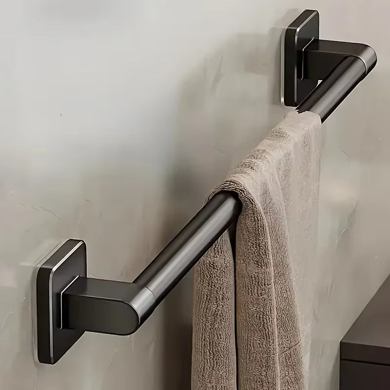 6-Piece Self-Adhesive Bathroom Towel Rack and Hooks Set - No Drilling Required