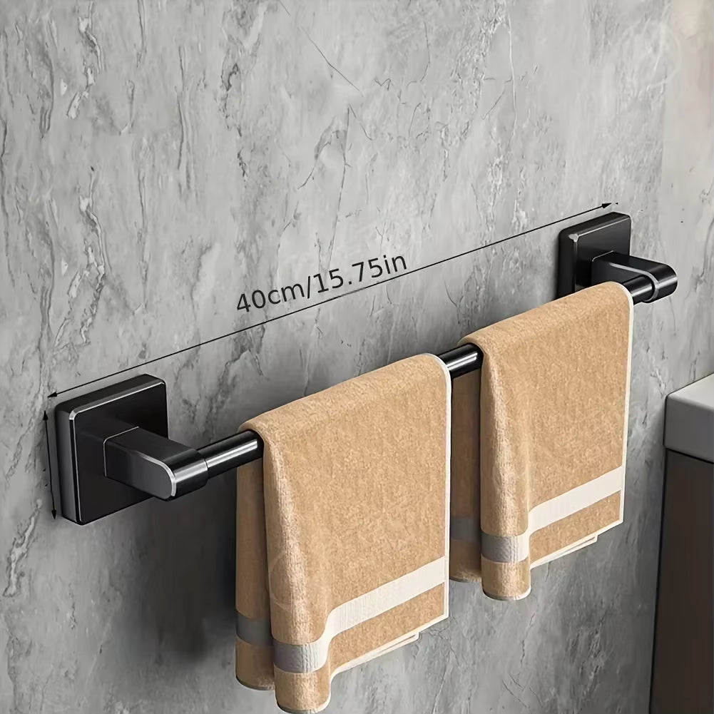 6-Piece Self-Adhesive Bathroom Towel Rack and Hooks Set - No Drilling Required