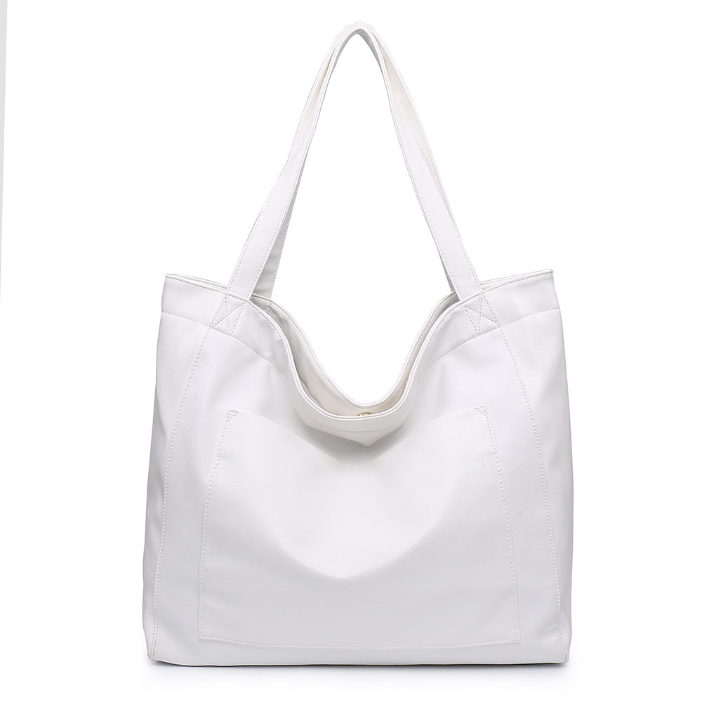 Large Capacity Oil Wax Tote Bag – Stylish Women's Shoulder Bag