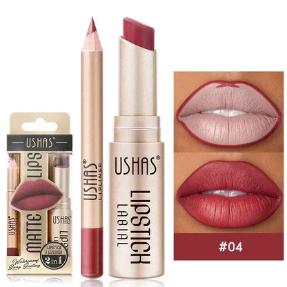 2-in-1 Lipstick Set – Bold Color & Perfect Lip Liner Combo