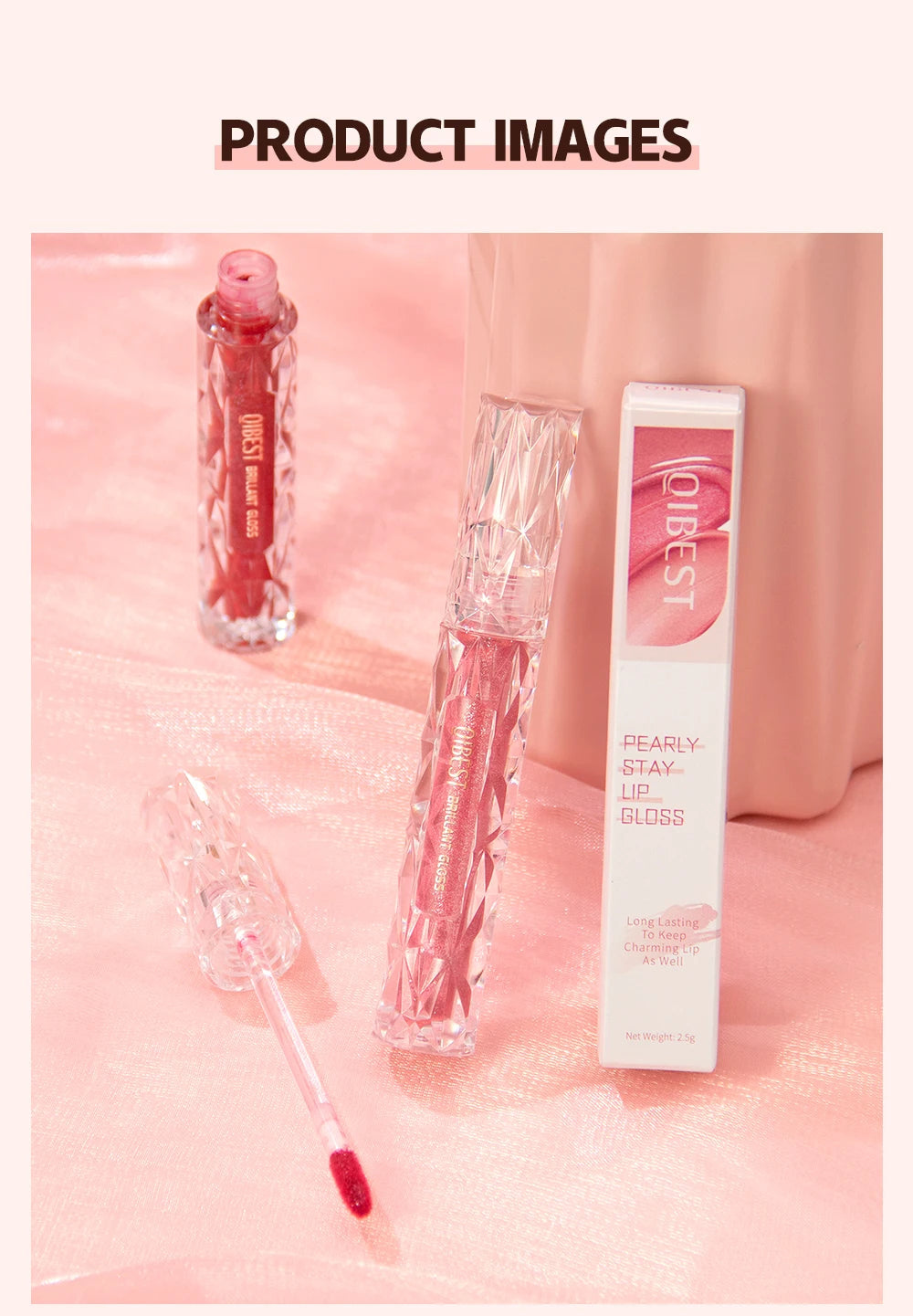 QIBEST Waterproof Diamond Shimmer Lip Gloss – Glittering, Long-Lasting Shine