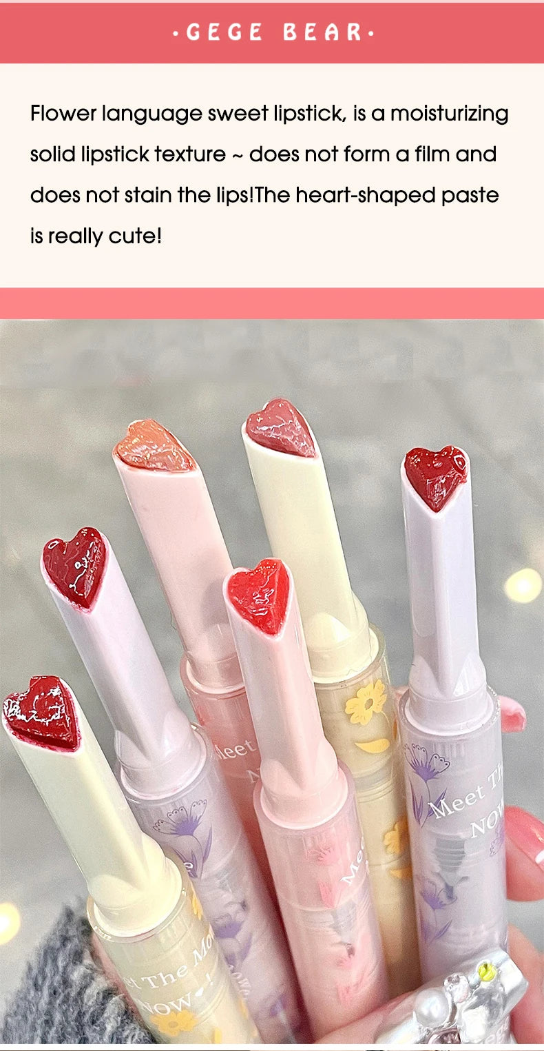 Gege Bear Honey Lipstick Pen – Moisturizing Jelly Gloss with Floral Words