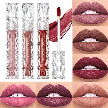 QIBEST Waterproof Diamond Shimmer Lip Gloss – Glittering, Long-Lasting Shine