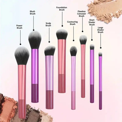 8pcs Pro Makeup Brush Set – Soft, Premium Synthetic Hair & Cruelty-Free