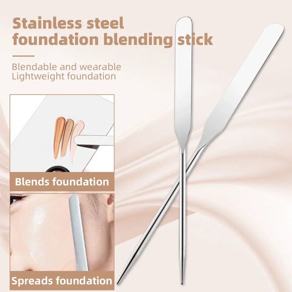 Stainless Steel Makeup Spatula & Mixing Stick Set – Perfect for Foundation & Eyeshadow