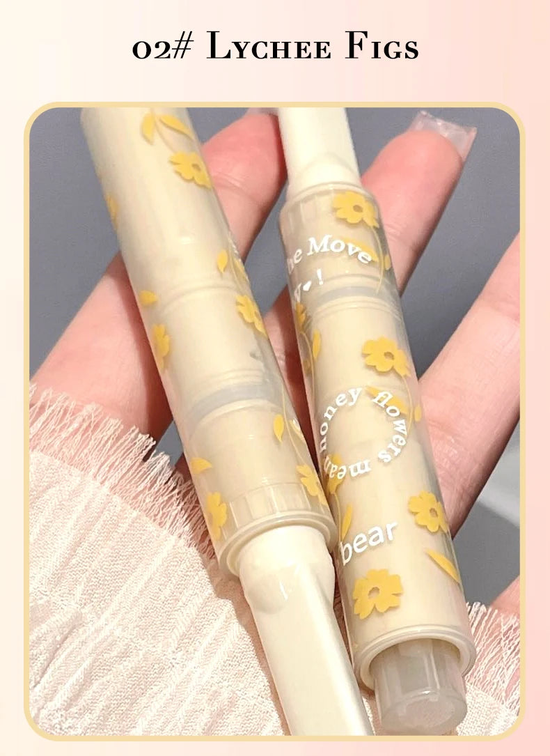 Gege Bear Honey Lipstick Pen – Moisturizing Jelly Gloss with Floral Words