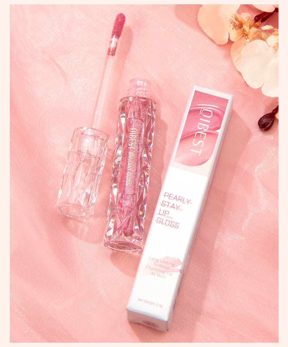 QIBEST Waterproof Diamond Shimmer Lip Gloss – Glittering, Long-Lasting Shine