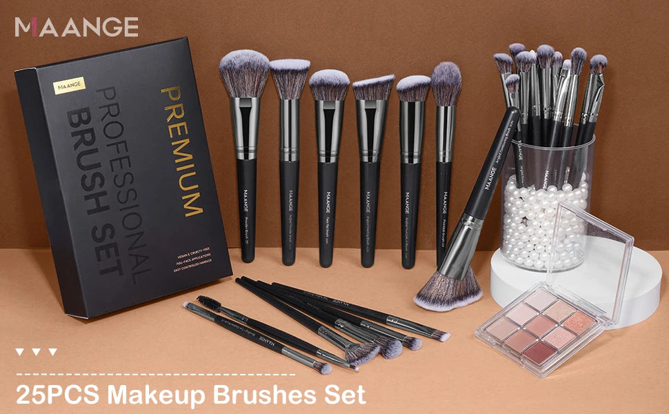 MAANGE 25-Piece Professional Makeup Brush Set – Face & Eye Beauty Kit