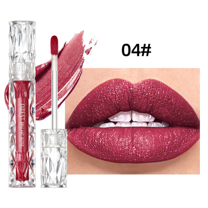 QIBEST Waterproof Diamond Shimmer Lip Gloss – Glittering, Long-Lasting Shine