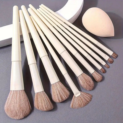 10PCS Creamy Wind Makeup Brush Set – Eyeshadow, Blush, Powder Brushes & Beauty Sponge