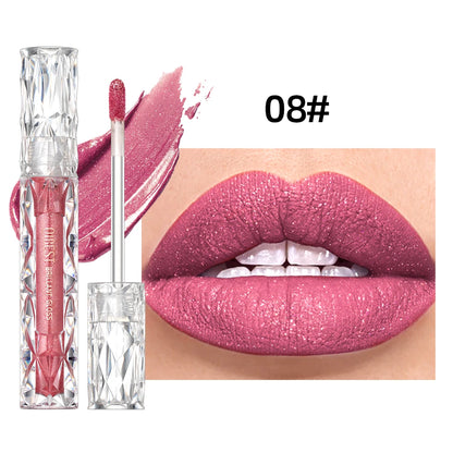 QIBEST Waterproof Diamond Shimmer Lip Gloss – Glittering, Long-Lasting Shine