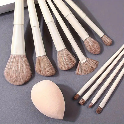 10PCS Creamy Wind Makeup Brush Set – Eyeshadow, Blush, Powder Brushes & Beauty Sponge