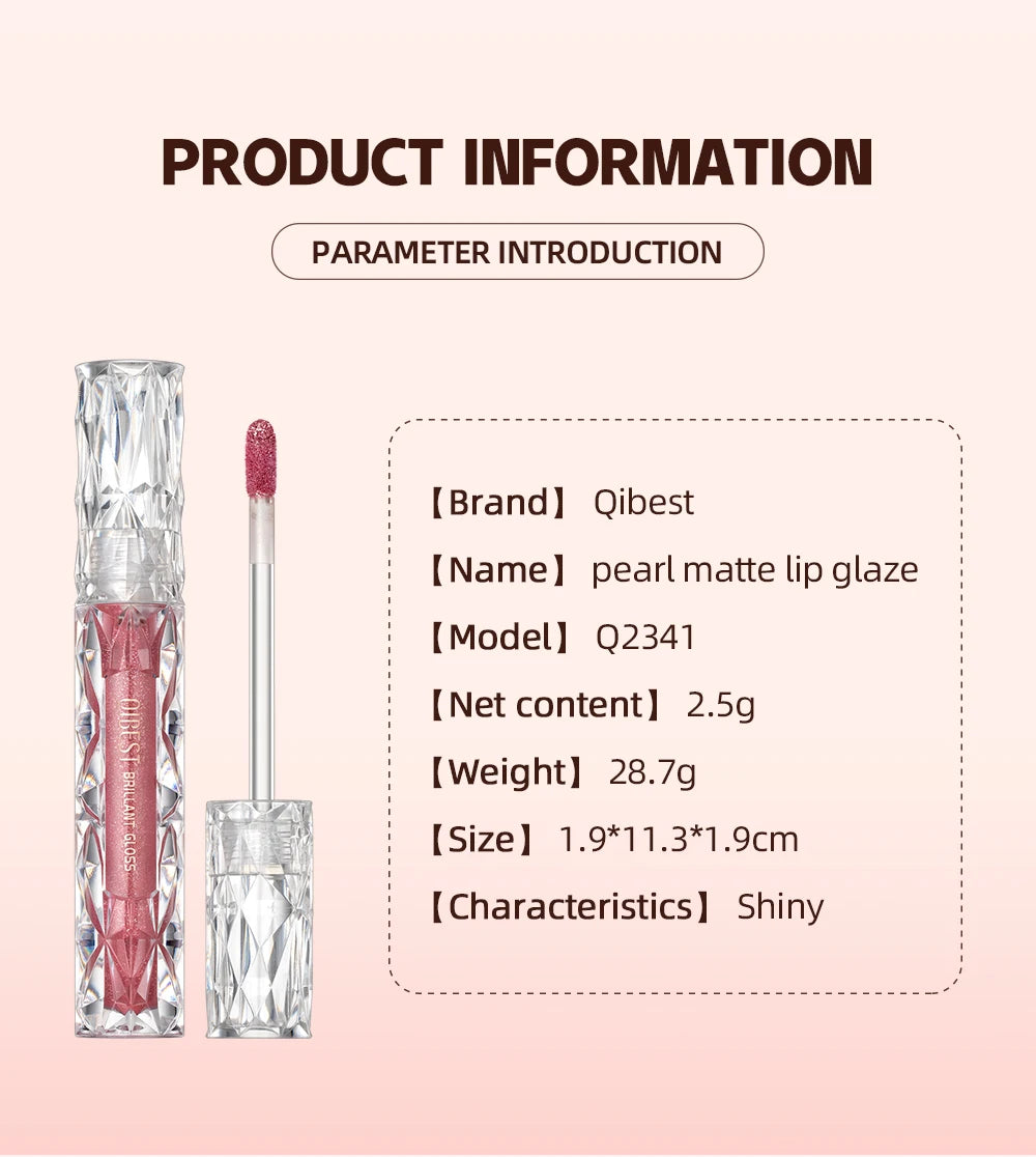 QIBEST Waterproof Diamond Shimmer Lip Gloss – Glittering, Long-Lasting Shine