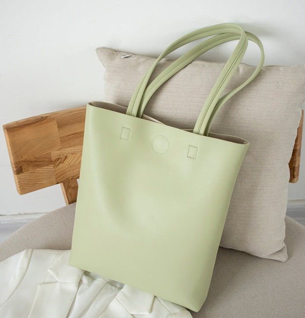 Korean Style Soft Leather Tote Bag – All-Match, Simple Design for Students