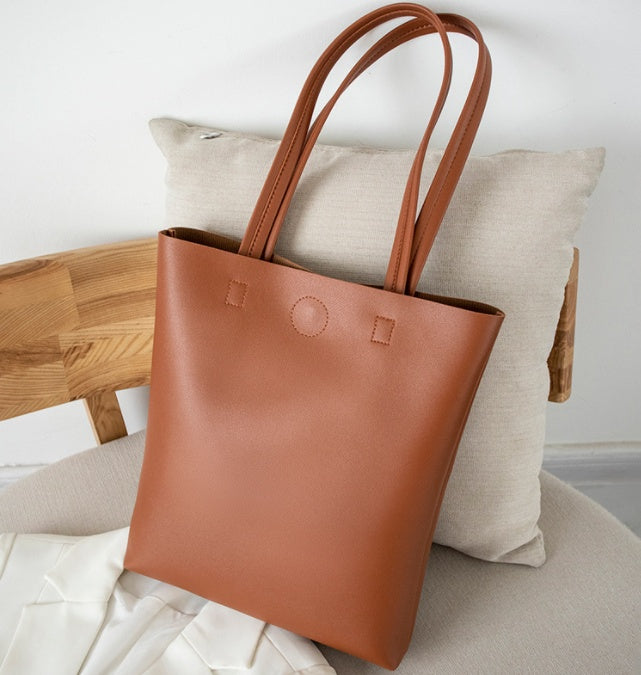 Korean Style Soft Leather Tote Bag – All-Match, Simple Design for Students