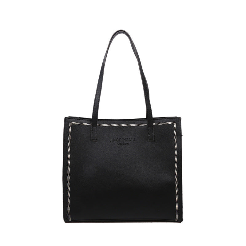 Large Capacity Solid Color Shoulder Tote – Simple and Stylish Everyday Bag